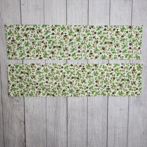 Vintage 70s JCPenney Floral Curtain Valance Pair Green Brown Cottage (set of 2)
